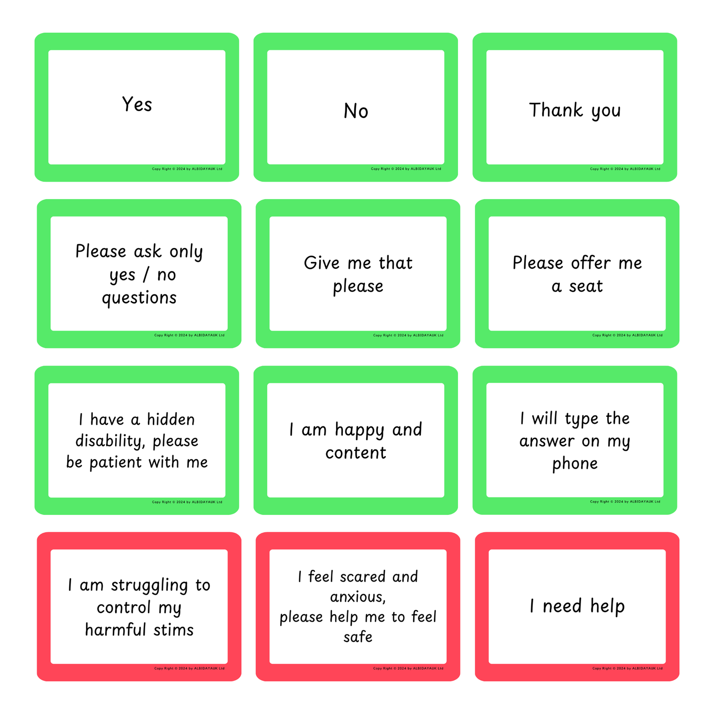 Communication Cards ADHD - Autism